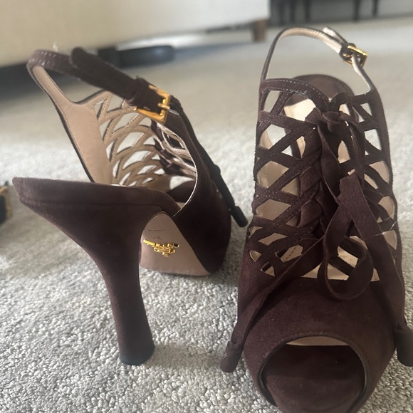 Prada Suede T-Strap Sandals - Picture 6 of 9